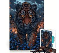 Rompecabezas Tiger in The Night de 1000 Piezas para Adultos Juego Inteligente para aliviar el estrés Patrón de Montaje Sorpresa navideña 50x75cm
