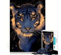 Rompecabezas Tiger in The Night de 1000 Piezas para Adultos Juguete de lógica Resistente para Jugar en Grupo Bordes Transparentes 38x26cm