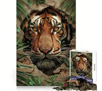 Rompecabezas Tiger in The Wall para Adultos, 1000 Piezas, Smart Reason Toy Family Bond, Borde Liso, exhibición artística 38x26cm
