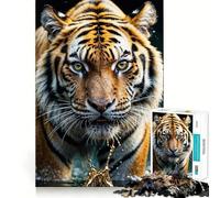 Rompecabezas Tiger in Water Splash Gold de 1000 Piezas para Adolescentes Juguete de razonamiento y Habilidad Tranquilo y Sereno Corte Exacto Sorpresa navideña 50x75cm