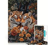Rompecabezas Tiger Love in Bloom de 1000 Piezas para Adolescentes Juguete Inteligente para Fortalecer los Lazos Familiares Piezas de colección de Arte con Corte preciso 38x52cm