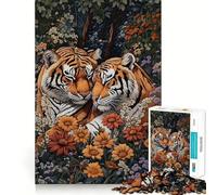 Rompecabezas Tiger Love in Bloom de 1000 Piezas para Adolescentes, Juguete para ejercitar la Mente, Actividad para el hogar, Regalo sincero y nítido 50x75cm