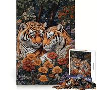 Rompecabezas Tiger Love in Bloom de 1000 Piezas para Adolescentes, Juguete para ejercitar la Mente, Actividad para el hogar, Regalo sincero y nítido 50x75cm