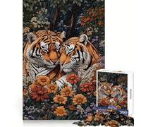 Rompecabezas Tiger Love in Bloom de 1000 Piezas para Adultos y Adolescentes Juguete cognitivo, Entretenimiento, diversión, Montaje de Patrones, Regalo Festivo 38x26cm