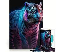 Rompecabezas Tiger Neon de 1000 Piezas para Adolescentes, Juguete Mental para aliviar la ansiedad, Corte Premium, Regalo Elegante 38x52cm
