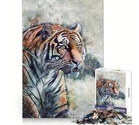 Rompecabezas Tiger Paint Artwork para Adultos, 1000 Piezas, Smart Reason Toy Group Joy, Pieza de Arte de Bordes Lisos 50x75cm