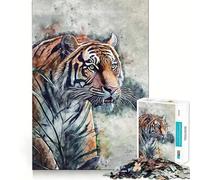 Rompecabezas Tiger Paint Artwork para Adultos, 1000 Piezas, Smart Reason Toy Group Joy, Pieza de Arte de Bordes Lisos 50x75cm