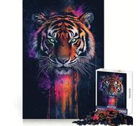 Rompecabezas Tiger Paint Splatter de 1000 Piezas para Adolescentes Desarrolla la Mente y estimula el Tiempo Libre Bordes precisos Regalo Original 38x26cm