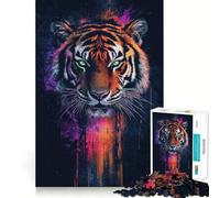 Rompecabezas Tiger Paint Splatter de 1000 Piezas para Adolescentes Desarrolla la Mente y estimula el Tiempo Libre Bordes precisos Regalo Original 38x26cm