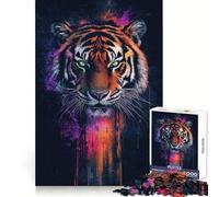 Rompecabezas Tiger Paint Splatter de 1000 Piezas para Adultos Think Smart Toy, diversión en Interiores, Corte Suave, selección de Deseos de Papá Noel 50x75cm