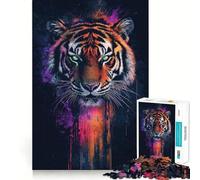 Rompecabezas Tiger Paint Splatter de 1000 Piezas para Adultos Think Smart Toy, diversión en Interiores, Corte Suave, selección de Deseos de Papá Noel 50x75cm