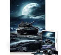 Rompecabezas Tiger Panzer y Luna de 1000 Piezas para Adultos y Adolescentes Juego Mental para calmar la Mente Corte preciso 38x52cm