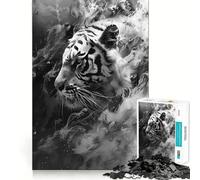 Rompecabezas Tiger Smoky Beast de 1000 Piezas para Adolescentes un desafío Mental, un Juguete para Relajarse y Disfrutar de una Obra de Arte con Corte preciso 50x75cm