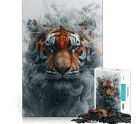 Rompecabezas Tiger Smoky Beast de 1000 Piezas para Adolescentes un desafío Mental, un Juguete para Relajarse y Disfrutar de una Obra de Arte con Corte preciso 50x75cm