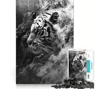 Rompecabezas Tiger Smoky Beast para Adolescentes, 1000 Piezas, Juguete de lógica Resistente para aliviar el estrés, Borde Transparente, Regalo clásico 38x52cm