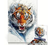 Rompecabezas Tiger Splash para Adolescentes, 1000 Piezas, Juguete de lógica Resistente para aliviar el estrés, Borde Transparente, Regalo clásico 38x26cm