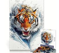 Rompecabezas Tiger Splash para Adultos, 1000 Piezas, Potencia la Memoria, Calma, Escape, Bordes Ajustados, 50x75cm