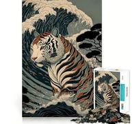 Rompecabezas Tiger Ukiyo E Japón China 1000 Piezas para Adolescentes Juguete para desarrollar la Mente Diversión Casual Diseño Montaje Elegante Regalo 38x52cm