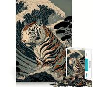 Rompecabezas Tiger Ukiyo E Japón China para Adultos 1000 Piezas Juguete de lógica Pura Antiestrés Corte preciso Artículo de Santa Claus 38x26cm