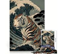 Rompecabezas Tiger Ukiyo E Japón China para Adultos 1000 Piezas Smart Reason Toy Family Bond Smooth Edge Art Display 50x75cm