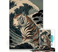 Rompecabezas Tiger Ukiyo E Japón China para Adultos 1000 Piezas Smart Reason Toy Family Bond Smooth Edge Art Display 50x75cm