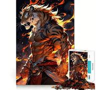 Rompecabezas Tiger Warrior Fire para Adolescentes, 1000 Piezas, lógica Clara, Juguete Divertido y pacífico, Corte, cálida Sorpresa 38x26cm