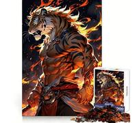 Rompecabezas Tiger Warrior Fire para Adolescentes, 1000 Piezas, lógica Clara, Juguete Divertido y pacífico, Corte, cálida Sorpresa 38x26cm