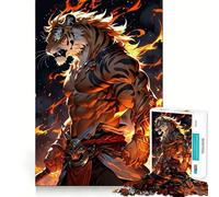 Rompecabezas Tiger Warrior Fire para Adultos, 1000 Piezas, Juguete de lógica Mental, Suave y Relajante, Corte Firme, Lista de Deseos de Santa Claus 38x52cm