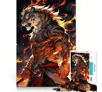 Rompecabezas Tiger Warrior Fire para Adultos, 1000 Piezas, Juguete de lógica Mental, Suave y Relajante, Corte Firme, Lista de Deseos de Santa Claus 50x75cm