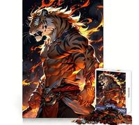 Rompecabezas Tiger Warrior Fire para Adultos, 1000 Piezas, Juguete de lógica Mental, Suave y Relajante, Corte Firme, Lista de Deseos de Santa Claus 38x52cm