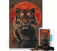 Rompecabezas Tiger Water Red Sun Moon para Adolescentes, 1000 Piezas, Juguete de lógica Resistente, Alivio del estrés, Borde Transparente, Regalo clásico 50x75cm
