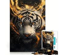 Rompecabezas Tiger Wild Golden de 1000 Piezas para Adolescentes, Juguete de razonamiento y Habilidad, Tranquilo, calmado, Corte Exacto, Sorpresa navideña 38x26cm