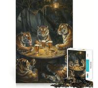 Rompecabezas Tigers Beer In Tavern de 1000 Piezas para Adolescentes Refuerza la Memoria Tranquilo y Sereno De Calidad Regalo Ideal para Pedir un Deseo a Santa Claus 38x26cm