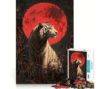 Rompecabezas Tigre Blanco Bajo la Luna de Sangre 1000 Piezas para Adolescentes Entrenamiento de Memoria Diversión conexión Limpia y sin interrupciones Actividad Relajante para Grupos en Interiores