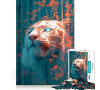Rompecabezas Tigre Blanco con Ojos Azules Brillantes para Adolescentes 1000 Piezas Divertido Juego de Memoria Superficie Lisa y Sin Rebabas Regalo de Cumpleaños Juguete para Acertijos (38x26cm)