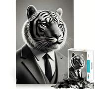 Rompecabezas Tigre Blanco con Traje 1000 Juego de Concentración Mental Diseño Ajustado Sin Espacios Desafío Interactivo para el Cerebro en Casa (50x75cm)