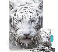 Rompecabezas Tigre Blanco de 1000 Piezas Juego de Habilidad Mental Ajuste Estable Sin Piezas Que se muevan Un pasatiempo Divertido para Fines de Semana Largos (50x75cm)