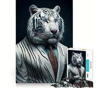 Rompecabezas Tigre Blanco de 1000 Piezas para Adolescentes diversión para estimular la Mente Manualidades de Corte de Alta precisión Actividad Relajante para desconectar (50x75cm)