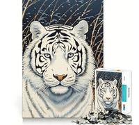 Rompecabezas Tigre Blanco de 1000 Piezas para Adolescentes Estimula la Mente Diversión sin Espacios Ajuste Entretenimiento cautivador para Interiores acogedores (38x26cm)