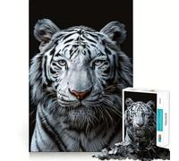 Rompecabezas Tigre Blanco de Ojos Azules 1000 Piezas Diversión para Estimular la Concentración Corte Láser para un Encaje Actividad para Compartir con Seres Queridos (38x26cm)