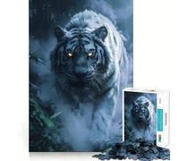 Rompecabezas Tigre Blanco en la Niebla 1000 Piezas Juego Divertido sin Rebabas Piezas de Corte Limpio portátil Ideal para Viajar (50x75cm)