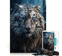 Rompecabezas Tigre Blanco en la Nieve 1000 Juego de Concentración Mental Corte de Precisión Bordes Lisos Juego de Creación de Conexiones Significativas (38x52cm)
