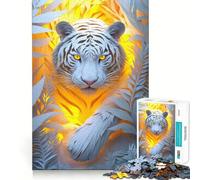 Rompecabezas Tigre Blanco en la Selva 1000 Piezas Juego Divertido Tecnología Avanzada de Corte Láser Juguete de Entretenimiento para Interiores (38x26cm)