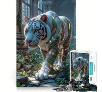 Rompecabezas Tigre Blanco en Ruinas Antiguas para Adultos 1000 Piezas Juego de Memoria Corte Láser para un Ajuste Perfecto Aliviar el Estrés (38x52cm)