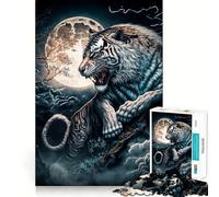 Rompecabezas Tigre Blanco Luna 1000 Piezas Juego Divertido con tecnología Avanzada de Corte láser Juguete de Entretenimiento para Interiores (50x75cm)