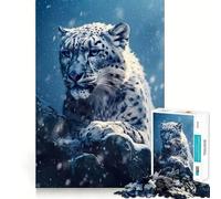 Rompecabezas Tigre Blanco Nieve Naturaleza 1000 Piezas Juego de concentración Mental Corte de precisión Bordes Lisos Actividad Absorbente para Noches tranquilas (50x75cm)