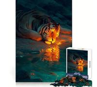 Rompecabezas Tigre descansando Junto al Agua para Adolescentes 1000 Piezas Recall Upgrade Relajante Divertido Arte de Pared de Corte nítido Decoración (38x52cm)