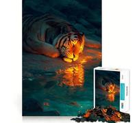 Rompecabezas Tigre descansando Junto al Agua para Adultos, 1000 Piezas Juguete Intelectual Tiempo de Ocio Corte Ideal (50x75cm)