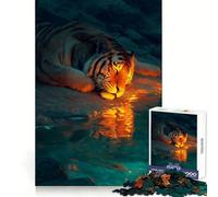 Rompecabezas Tigre descansando Junto al Agua para Adultos, 1000 Piezas Refuerza la Memoria Divertido y práctico De Calidad Un Regalo Elegante (38x26cm)