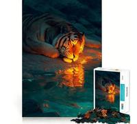 Rompecabezas Tigre descansando Junto al Agua para Adultos, 1000 Piezas Refuerza la Memoria Divertido y práctico De Calidad Un Regalo Elegante (38x26cm)
